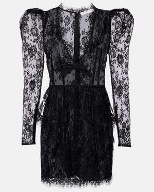 Alessandra Rich Bow-Detail Lace Minidress - Black