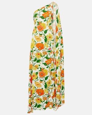 Stella McCartney Caped One-Shoulder Cady Gown - Metallic