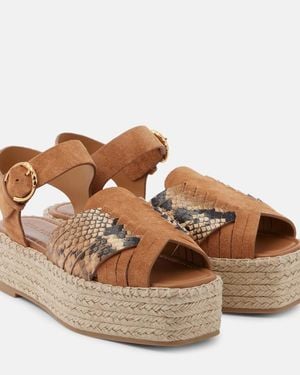 Ulla Johnson Elsa Snake-Effect Leather Espadrilles - Brown