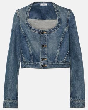 Alaïa Cropped Denim Jacket - Blue