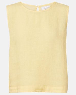 Velvet Maxine Linen Top - Yellow