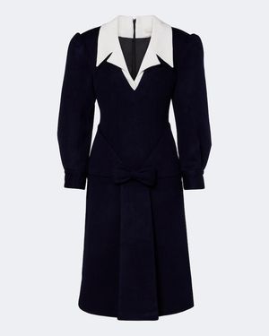 ShuShu/Tong Bow-Detail Wool Midi Dress - Blue