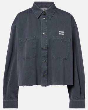 Miu Miu Camisa De Denim Deshilachada - Azul
