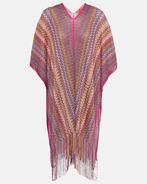 Missoni Poncho aus Haekelstrick - Rot