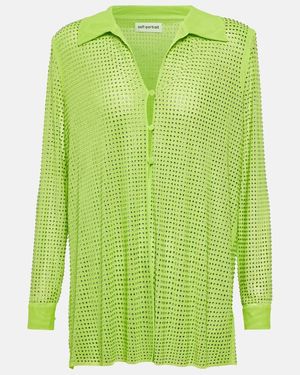 Self-Portrait Embellished Shirt - Green