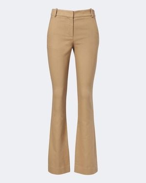 Veronica Beard Corbette Twill Flared Trousers - Natural