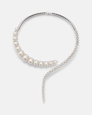 YEPREM Collar Pearlescent De Oro Blanco De 18 Ct Con Diamantes Y Perlas