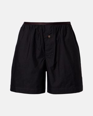 Lemaire Cotton And Silk Shorts - Black