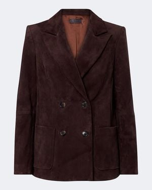 Stouls Jones Double-Breasted Suede Blazer - Brown