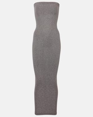 Wolford Fading Shine Strapless Midi Dress - Gray