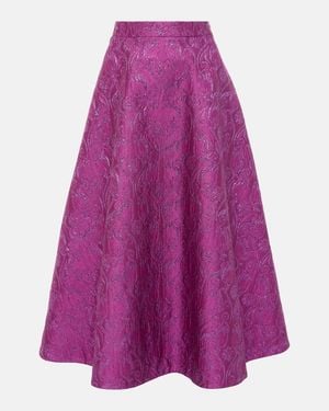 Valentino Floral Brocade Midi Skirt - Purple