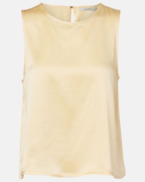 Asceno Sofia Silk Charmeuse Tank Top - Natural