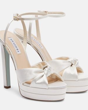 Aquazzura Bridal Cupid 130 Silk Satin Platform Sandals - White