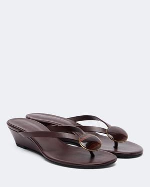 Christopher Esber Aura Quartz Leather Wedge Thong Sandals - Brown