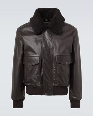 Lemaire Shearling-Trimmed Leather Blouson Jacket - Black