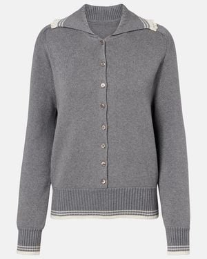 Magda Butrym Polo De Algodon Y Cachemir Con Croche - Gris