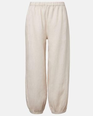 Velvet Camber Linen Balloon Trousers - Natural