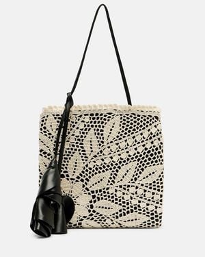 Magda Butrym Julia Small Crochet Leather-Trimmed Tote Bag - Metallic