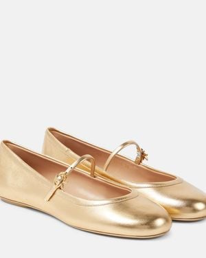 Gianvito Rossi Carla Metallic Leather Ballet Flats
