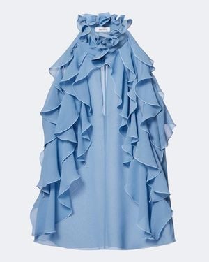 McQueen Top Aus Seidenchiffon - Blau