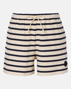 Moncler Striped Cotton Jersey Shorts - Blue