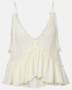 The Attico Ruffled Cotton Camisole Top - White