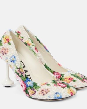 Loewe Verzierte Pumps Toy aus Canvas - Mettallic