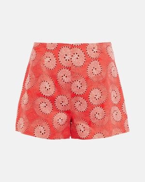 STAUD Oscar Printed Linen Shorts - Red