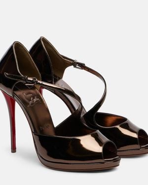 Christian Louboutin Miss Zigourata 120 Mirrored Leather Sandals - Black