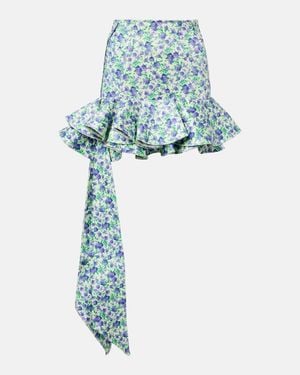 Rabanne Ruffled Floral Jersey Miniskirt - Blue