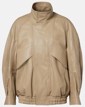 Nour Hammour Ariste Leather Bomber Jacket - Brown