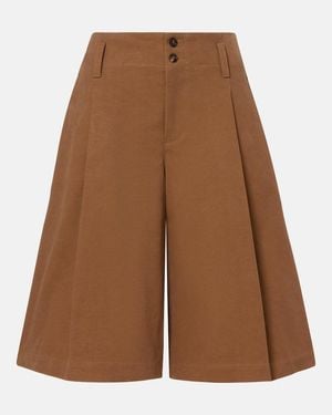 Chloé High-Rise Cotton Canvas Bermuda Shorts - Brown