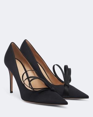 Gianvito Rossi Bow-Detail Satin Pumps - Black