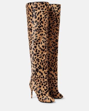 Alaïa Leopard-Print Calf Hair Over-The-Knee Boots - Brown