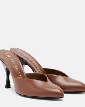 Herbert Levine Sitting Pretty Leather Mules - Brown