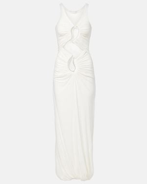 Christopher Esber Paisley Disconnect Cutout Jersey Maxi Dress - White