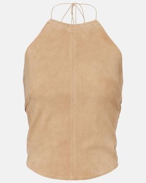 Stouls Rosie Halterneck Suede Top - Natural