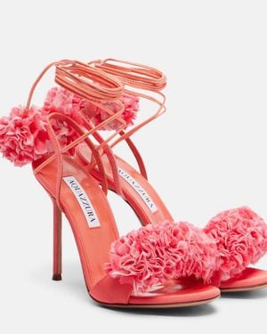 Aquazzura Cherry Kiss Leather-Trimmed Sandals - Red