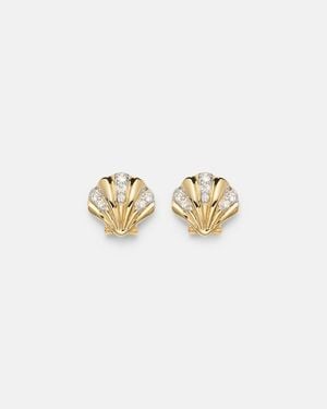 Mateo Petite Venus 14Kt Stud Earrings With Diamonds - White