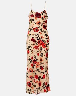 Rodarte Sheer Floral Velvet Devore Slip Dress - White