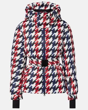 Perfect Moment Candice Houndstooth Down Ski Jacket - White