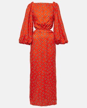 Johanna Ortiz Geometric Composition Ankle Dress - Red