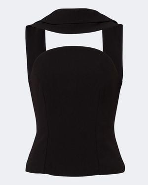 Roland Mouret Scarf-Detail Crepe Corset Top - Black