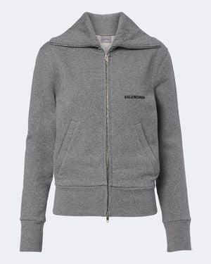 Balenciaga Sudadera De Algodon Con Logo Y Cremallera - Gris
