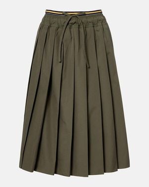 Prada Falda Midi De Popelin Plisada - Verde