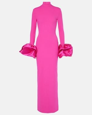 Solace London Viviana Satin-Trimmed Crepe Gown - Pink