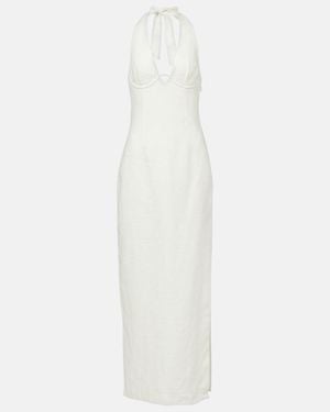 SIR. Halterneck Linen Maxi Dress - White