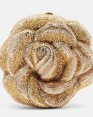 Judith Leiber Clutch Golden Rose Con Cristalli - Metallizzato