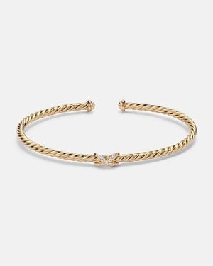 David Yurman Cablespira Flex X Micro 18Kt Cuff Bracelet With Diamonds - Metallic