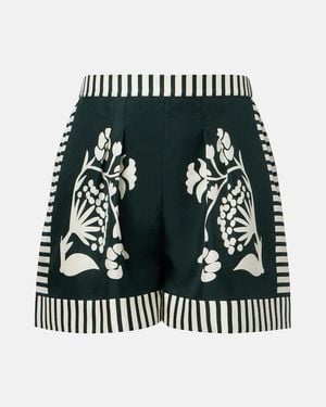 Eres Arjun Printed Silk Twill Shorts - Black